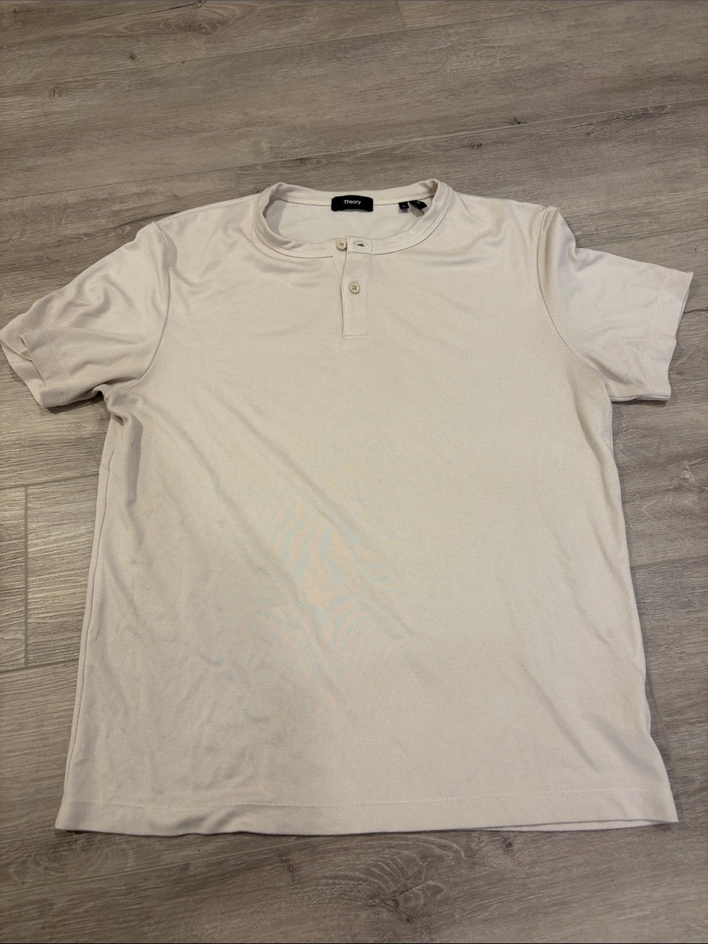 Theory Men’s Cream Short-Sleeve Henley Polo